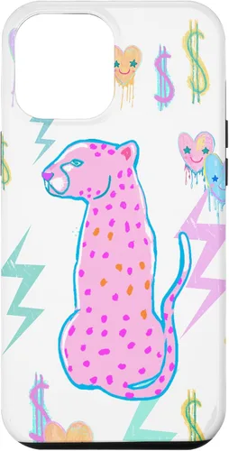 Vista 25 de iPhone 16 Preppy Art Cheetah, Pink Cheetah, Preppy Art Estética Funda