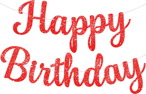 Vista 10 de KatchOn Cartel de feliz cumpleaños cursivo negro con purpurina, pre-encordado, 10 pies, cartel de feliz cumpleaños para mujeres, hombres, niños
