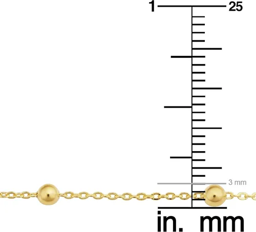 Vista 4 de Collar satélite de estaciones de bolas de oro amarillo relleno de 14k de 3 mm para mujer (16, 18, 20, 24 o 30 pulgadas)