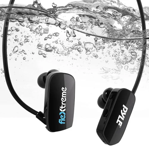 Vista 4 de Pyle PSWP28BK PSWP28BK - Auriculares Bluetooth con reproductor de MP3 y Bluetooth con batería recargable incorporada Bluetooth con memoria flash