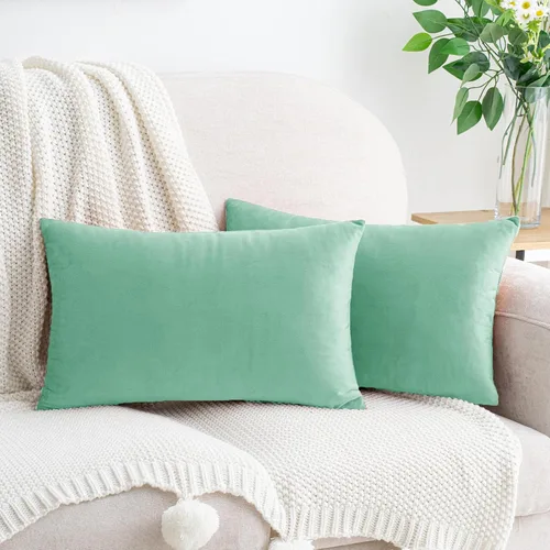 Vista 42 de HWY 50 fundas de almohada decorativas de terciopelo sólido para sofá, sala de estar. Ambar