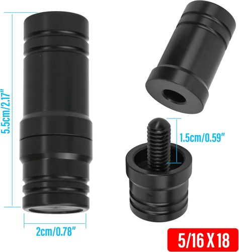 Vista 2 de Juego de 4 protectores para juntas de taco de billar, 5 16 x 18 pulgadas, protector de extremo de junta de rosca, tapa de plástico negro