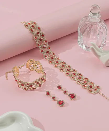 Vista 6 de Paxuan Collar de gargantilla nupcial de cristal de diamantes de imitación para mujer