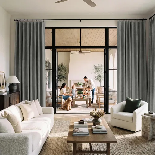 Vista 171 de RYB HOME Cortinas de lino texturizado 100% opacas de 84 pulgadas de largo, aislamiento térmico, privacidad, ahorro de energía para dormitorio, sala
