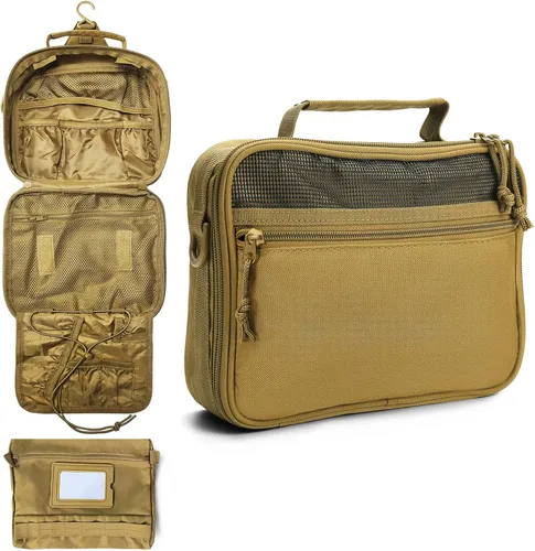 Vista 10 de SMONT Neceser de viaje para hombres con diseño de apertura completa de doble lado, organizador de artículos de aseo de viaje, kit Dopp, bolsa