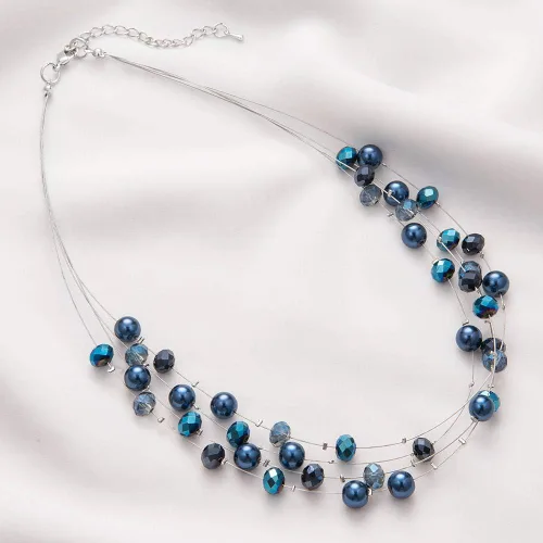 Vista 4 de Bulinlin Gargantilla en capas de perlas de río - Collar de joyería de moda para mujer