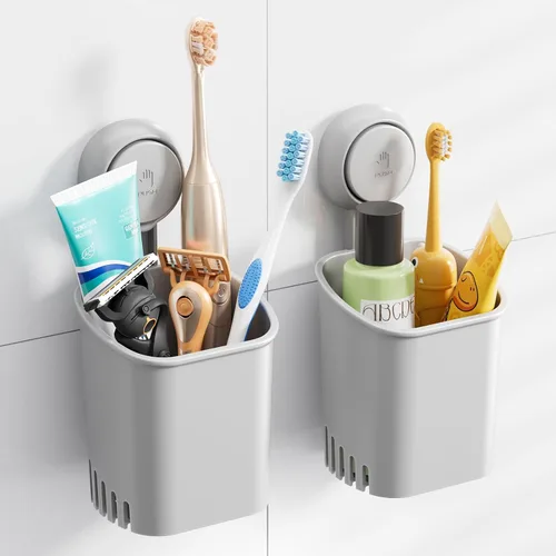 Vista 11 de TAILI - Portacepillos patentado con ventosa, soporte para cepillo de dientes de acero inoxidable anti-acumulación de agua para ducha, organizador