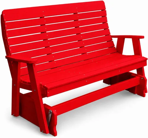 Vista 39 de Amish Made Antique Mahogany 4 ft Outdoor Glider Bench, HDPE Made in USA Fairfax Collection HDPE Poly Lumber Outdoor Glider Bench, All-Weather
