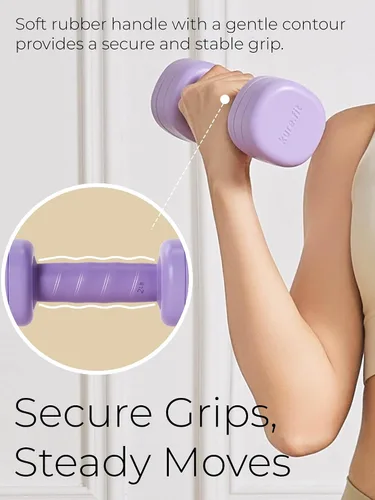 Vista 5 de Kit de núcleo de pilates gris pardo y mancuerna ajustable color morado lila de 2 libras - 5 libras