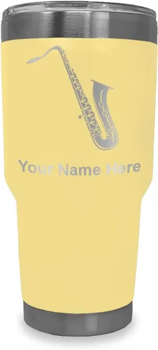 Vista 8 de LaserGram Vaso aislado al vacío de 20 onzas, saxofón, grabado personalizado incluido (negro)