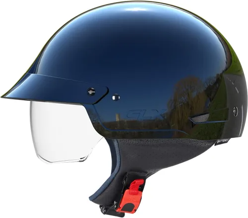 Vista 4 de GLX M14 - Casco de motocicleta de cara abierta, negro, pequeño, aprobado por DOT