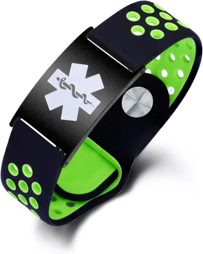 Vista 18 de Pulsera de alerta médica personalizada para mujeres y hombres, pulseras de identificación médica deportiva de silicona con grabado gratuito, pulsera