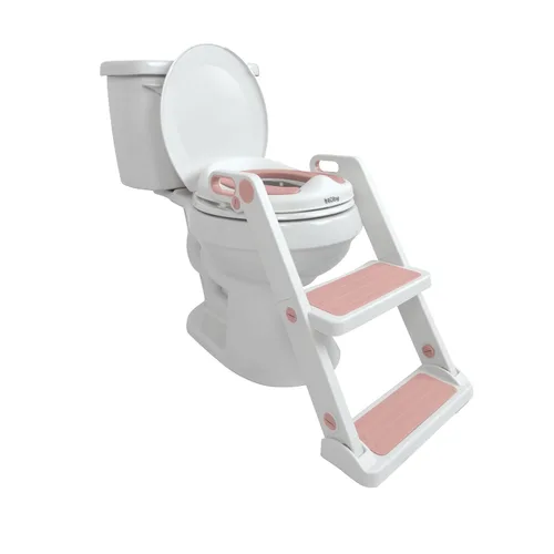 Vista 8 de Nuby Step Ladder - Asiento de inodoro para niños pequeños, asiento de inodoro todo en uno con escalera para niños de 18 meses en adelante, color rosa