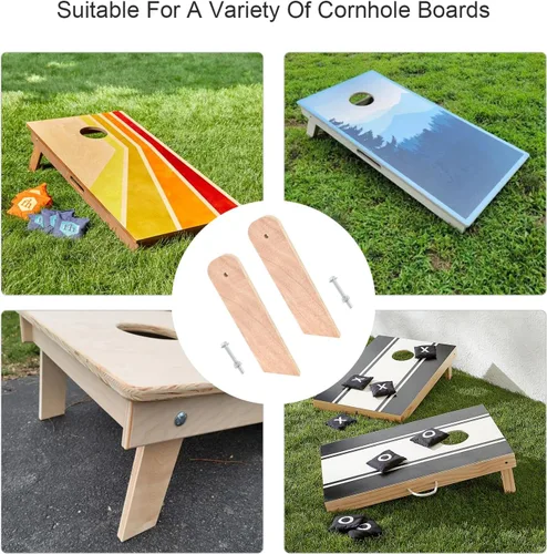 Vista 6 de SCOTTCHEN Patas para tablero de cornhole, 4 patas plegables precortadas con herrajes, accesorios de repuesto para tableros estándar de Cornhole