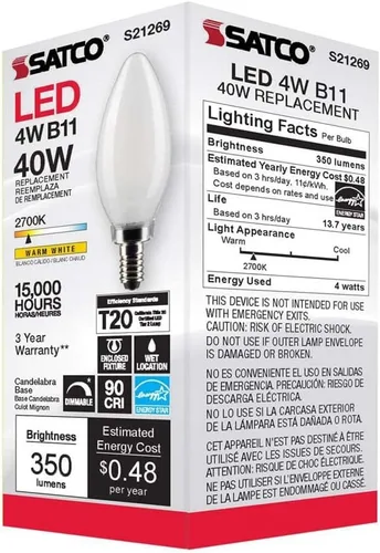 Vista 8 de Satco S21269 4B11/LED/927/FR/120V/E12-paquete de 6