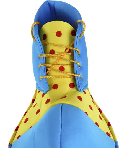 Vista 6 de BinaryABC Zapatos de payaso para disfraz de Halloween, accesorios de disfraz de payaso (azul amarillo)