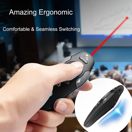Vista 2 de 2 unidades de clicker inalámbrico para presentaciones de PowerPoint, control remoto de presentador inalámbrico con puntero láser, clickers