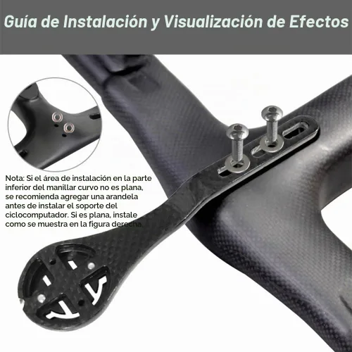 Vista 5 de Manija de montaje para computadora de bicicleta, peso doblado integrado de fibra de carbono para ojo de gato Bryton Series Computer Extend Bracket