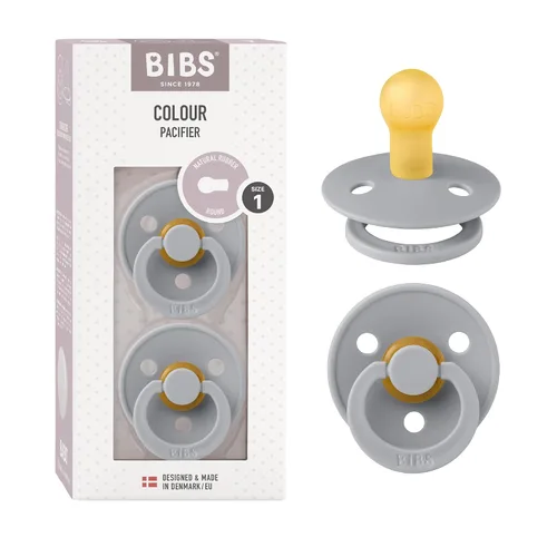 Vista 117 de BIBS - Paquete de 2 chupetes para bebés, goma natural libre de bisfenol A, hechos en Dinamarca, colección Colour, para bebés de 18+ meses, azul bebé