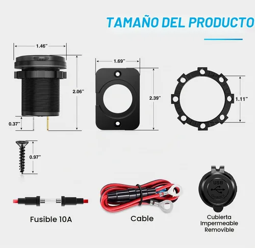 Vista 9 de Nilight 2 Pack PD Type C y QC 3.0 Panel de toma rápida USB con interruptor táctil LED ON Off, kit de cable fundido para coches, camiones