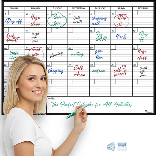 Vista 11 de (2 PK) Pequeño Calendario de Borrado en Seco para Pared, 17x26 Pulgadas, Pequeño Calendario de Pared Borrable, Pizarra Blanca para Oficina, Hogar