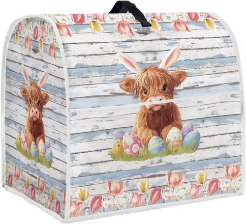 Vista 12 de UNICEU Protector de cubierta de batidora de soporte de cocina con estampado retro de mariposa de girasol, con mango superior, cubierta de polvo