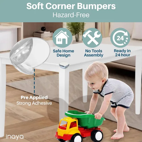 Vista 3 de Inaya Kit completo a prueba de bebés y cerradura de palanca de puerta Inaya paquete de 4 cerraduras a prueba de niños, adhesivo 3M y fácil