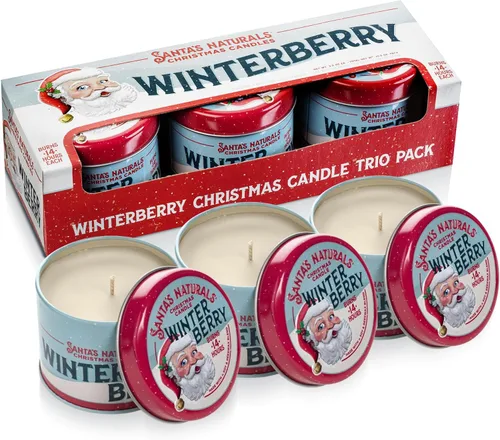 Vista 13 de Santa's Naturals Paquete de Velas Mini de Navidad, Abeto Fraser, Aromas de Bayas de Invierno y Caída de Nieve, Cera de Soja y Cera de Abeja, 14