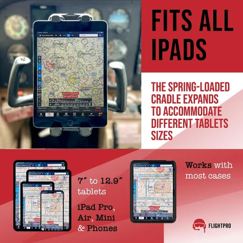 Vista 6 de FlightPro ProAviator - Soporte de yugo para iPad Pro 12.9", iPad mini y teléfonos, para pilotos