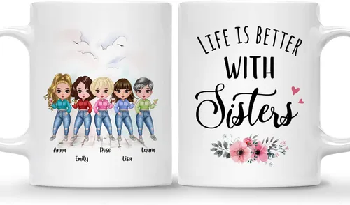 Vista 13 de GOSSBY Taza personalizada (2 Sisters) ¡Aparentemente somos problemas cuando estamos juntos, quién sabía! Taza personalizada para mejor amiga