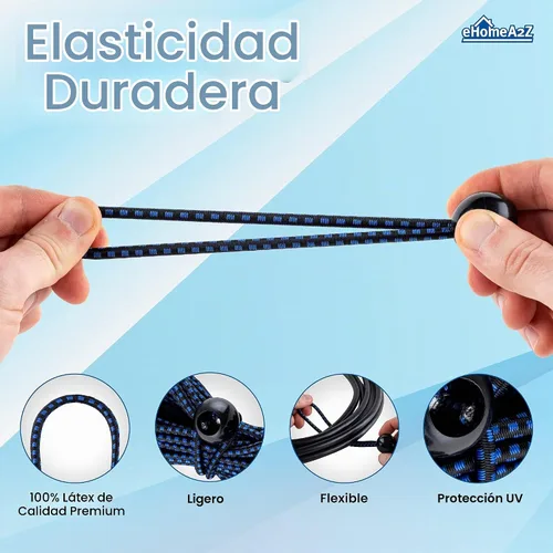 Vista 2 de Paquete de 25 cuerdas elásticas de bolas elásticas de 6 pulgadas de diámetro para toldo, red, postes, jardín, herramientas, cables, cable resistente