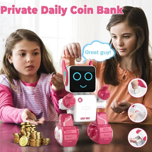 Vista 5 de okk Juguetes Robot para Niños, Robot de Control Remoto Programable, Juguetes Interactivos con Alcancía, LED y Bandeja, Camina Habla Canta Baila