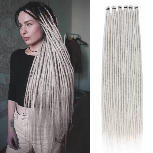 Vista 16 de Leeven Extensiones de Rastas Sintéticas de Doble Punta de 24 Pulgadas 30 Hebras Rastas Boho 613 Rubio 3 Estilos Mixtas Onduladas Rizadas DE Rastas