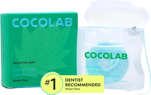 Vista 10 de Cocolab Hilo dental tejido, cuidado bucal diseñado por dentistas, aroma a coco, encerado, expandible, vegano, hilo dental amigable para niños