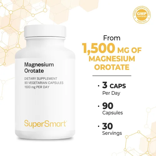 Vista 5 de Supersmart - Orotato de magnesio 1500 mg por día (alta absorción) - Relajante muscular y salud cardíaca - Alivio del estrés y apoyo para dormir