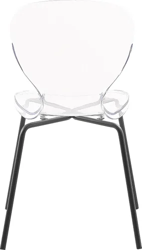 Vista 5 de Meridian Furniture Clarion Collection Modern - Silla de comedor apilable de policarbonato Lucite contemporánea con patas de metal resistentes, juego