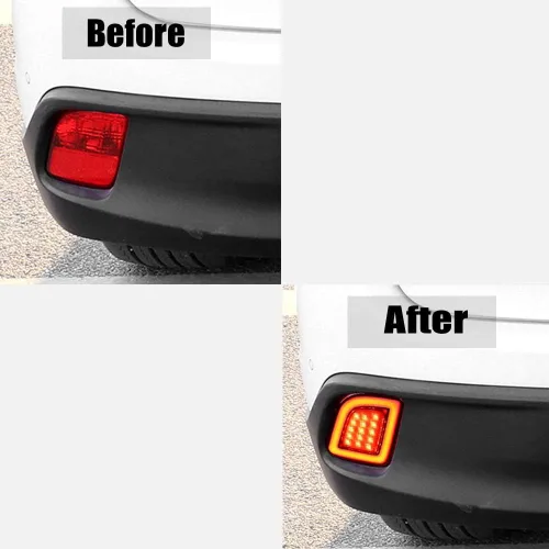 Vista 4 de GeeGee Conjunto de luz antiniebla de parachoques trasero LED de lente roja, compatible con Toyota Highlander 2015-2018, funciona como lámpara