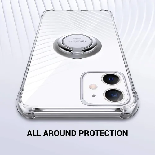 Vista 3 de Silverback Funda transparente diseñada para iPhone 12 Mini con soporte de anillo, TPU suave que absorbe los golpes, a prueba de golpes, para Apple