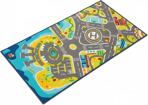Vista 9 de Alfombra de juego para niños con bolsa de almacenamiento, grande de 55 x 26 pulgadas, alfombra de juego de actividades para jugar en el suelo