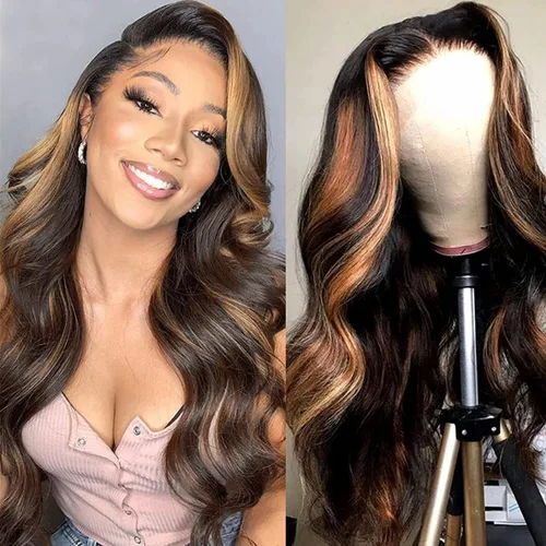 Vista 11 de Haha - Pelucas de cabello humano ondulado con encaje frontal para mujer negra, 150 % de densidad, cabello humano Remy virgen brasileño, pelucas