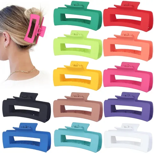 Vista 11 de Sisiaipu Accesorios para el cabello grandes de 4.1 pulgadas, 12 pinzas cuadradas grandes para cabello grueso, clips a granel jumbo para mujeres