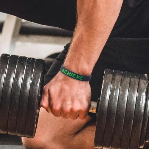 Vista 5 de 12 pulseras motivacionales de silicona con mensajes inspiradores para hombres y mujeres, pulseras de goma de élite, pulseras de equipo atlético