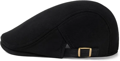 Vista 3 de VOBOOM - Gorra de algodón para hombre con diseño Newsboy Ivy Gatsby Negro