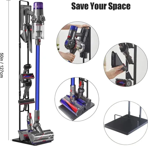 Vista 2 de Foho Soporte para Aspiradora Compatible con Dyson V15 V11 V10 V8 V7 V6, Soporte con Abrazadera de Almacenamiento de Metal Compatible con Dyson