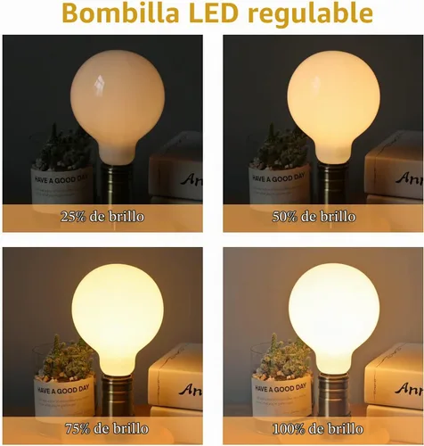 Vista 4 de Paquete de 2 bombillas LED globo G30 (G95), bombillas LED Edison regulables de 5.5W equivalentes a 50 vatios, blanco cálido 2700K, 500LM, base E26