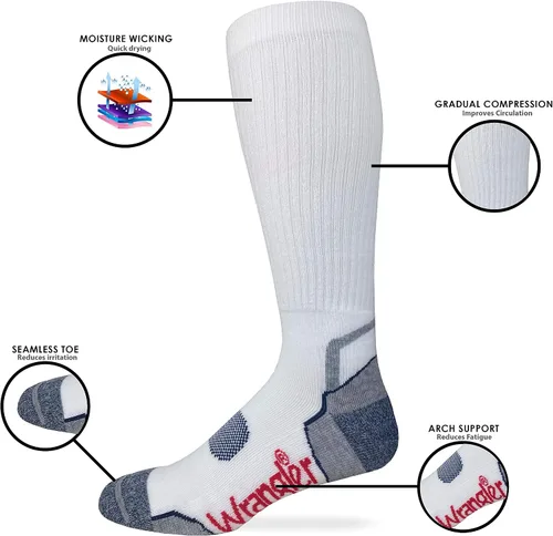 Vista 2 de Wrangler Calcetines altos de compresión Ultra Dri para hombre, paquete de 3