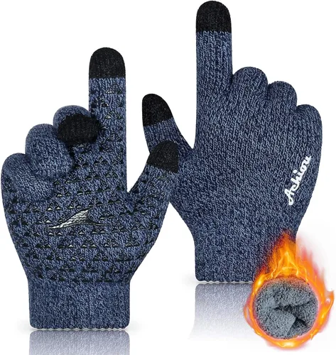 Vista 20 de Achiou Guantes de invierno para hombres y mujeres, guantes para pantalla táctil, gel de silicona antideslizante grueso mejorado, forro térmico