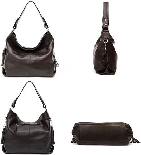 Vista 88 de Moda suave cuero genuino borla mujer bolso señoras hombro mensajero hobo bolso
