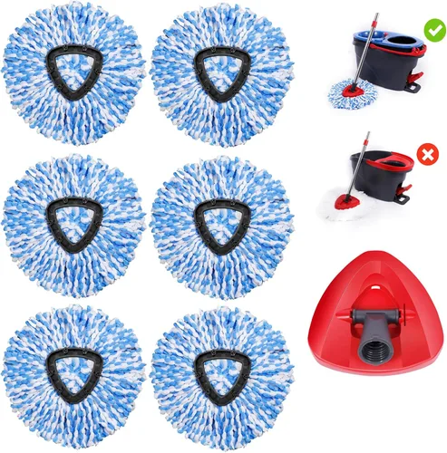 Vista 9 de Paquete de 6 cabezales de repuesto de trapeador giratorio compatibles con el sistema Oceda RinseClean de 2 tanques, cabezal de repuestos