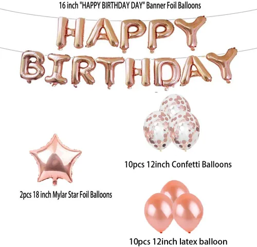 Vista 3 de Decoraciones de cumpleaños número 26, suministros de fiesta, globos de oro rosa del número 26, globos de Mylar 26, cortinas de flecos de papel